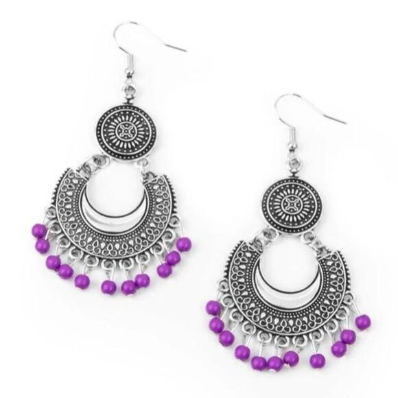 Yes, I Cancun Purple Earrings (67) - Picture 2 of 3